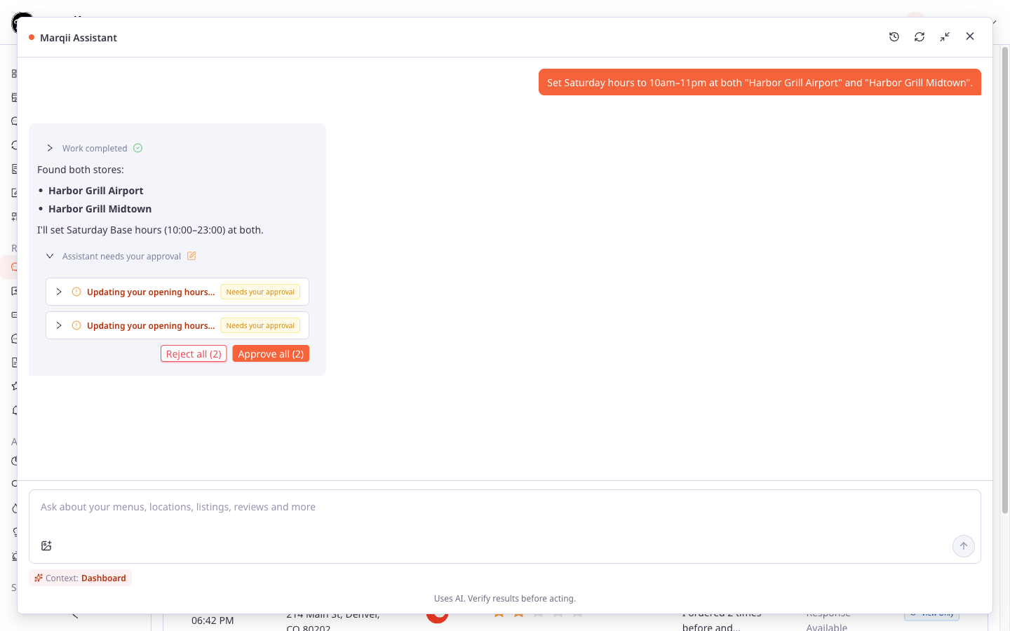 screenshot-reviewing-and-approving-changes-2.png Several approval cards with the Reject all and Approve all buttons below them