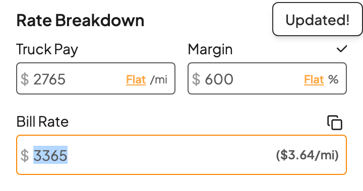Click the bill rate to type an exact number Click the bill rate to type an exact number