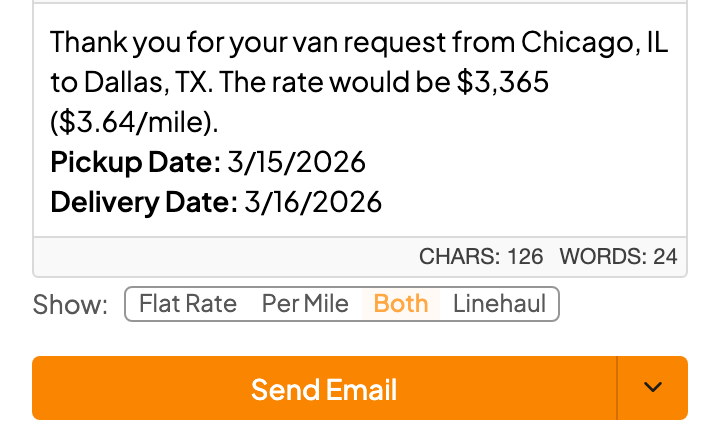 Showing both the flat and per-mile rate Showing both the flat and per-mile rate