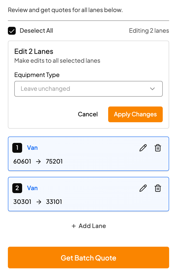 Select lanes, then edit them together Select lanes, then edit them together
