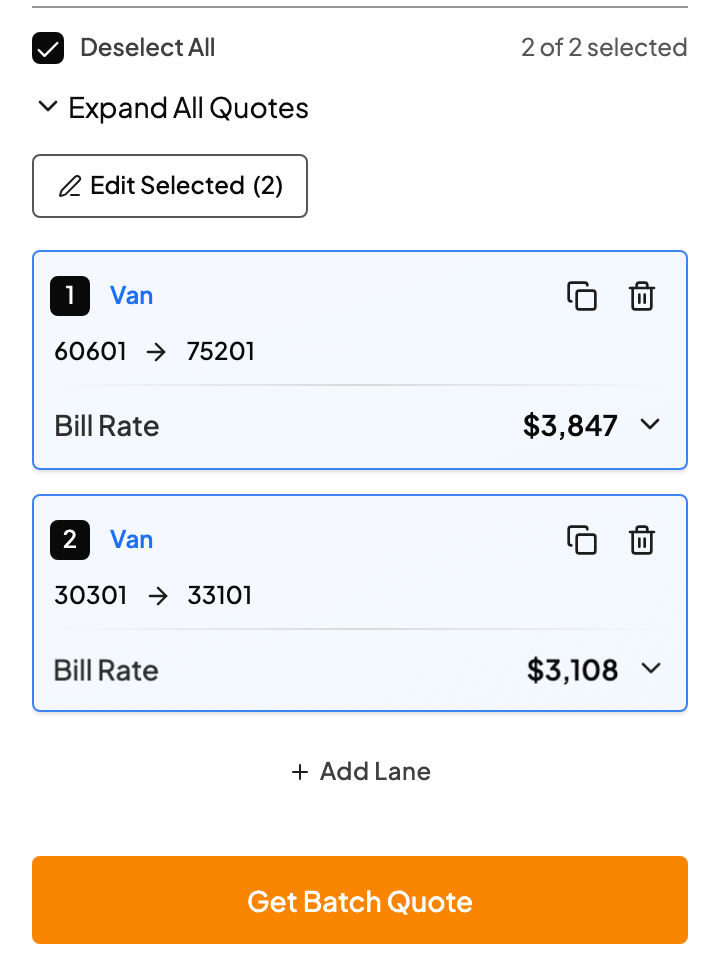 Every lane priced Every lane priced
