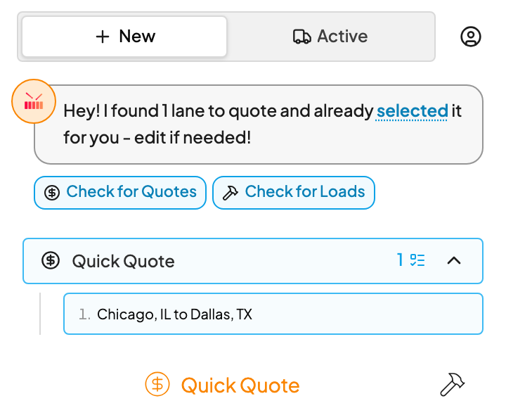 Check for Quotes and Check for Loads under Kit's message Check for Quotes and Check for Loads under Kit's message