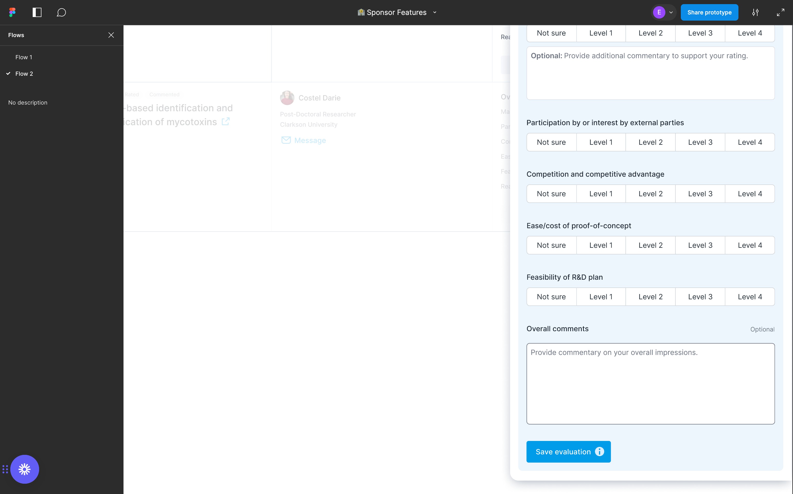 Scroll down to the bottom of the evaluation panel to leave overall comments on the proposal.