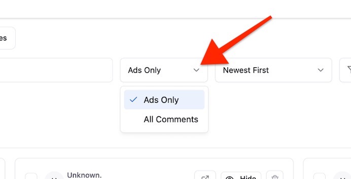 Comments filter and refresh controls Comments filter and refresh controls