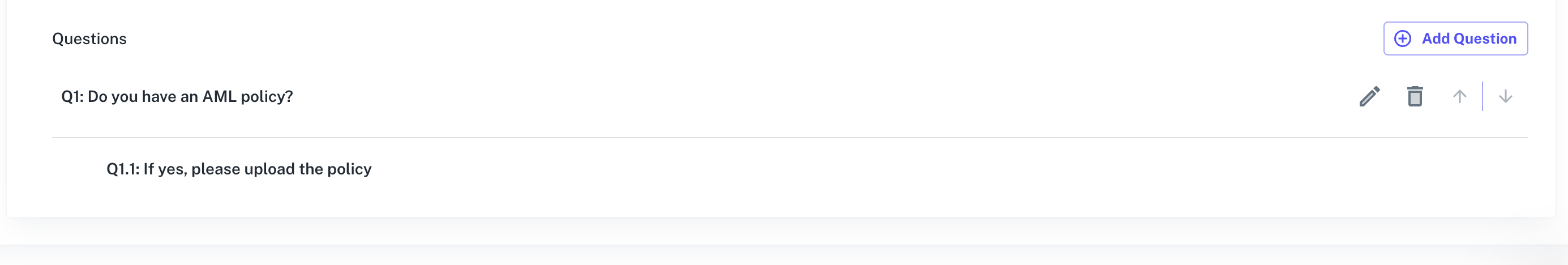 Example of parent-child question setup in the questionnaire interface