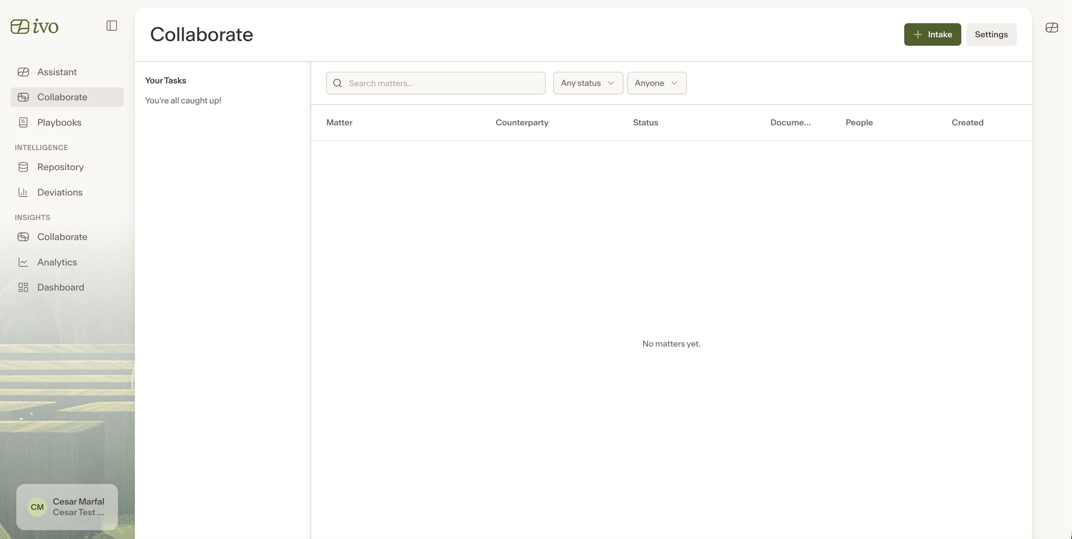 image.png Collaborate home page with the Intake option
