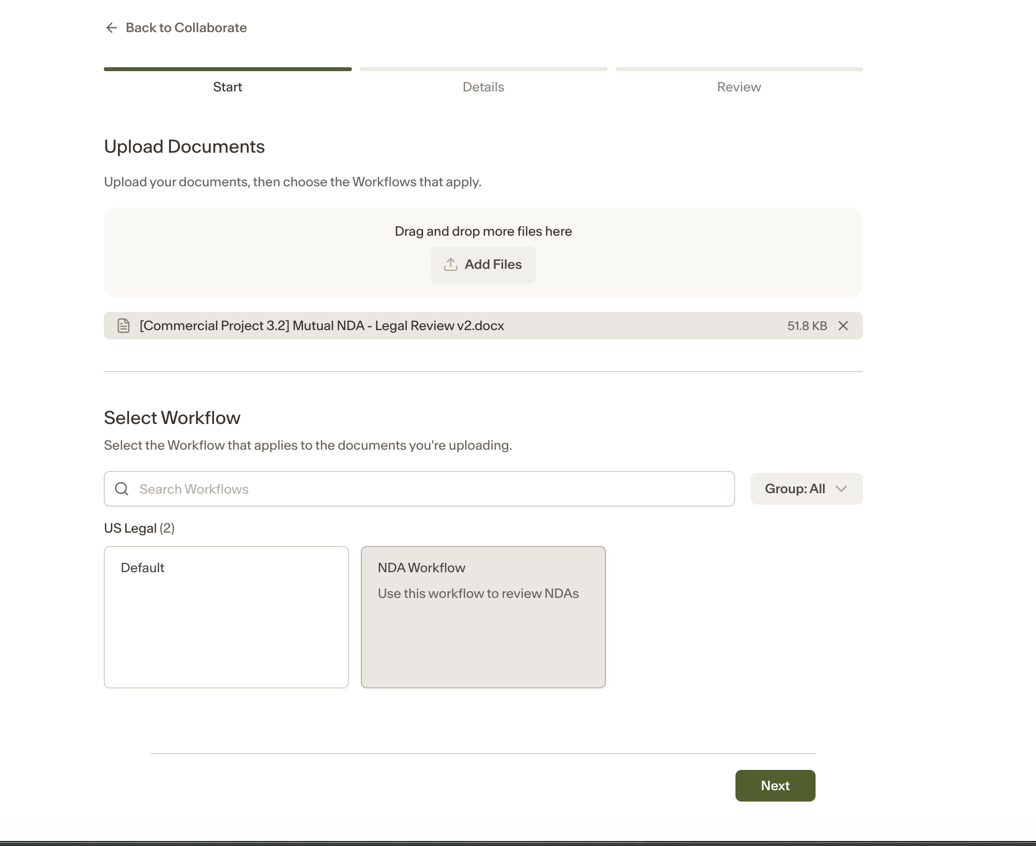 image.png Uploading received documents and selecting a workflow
